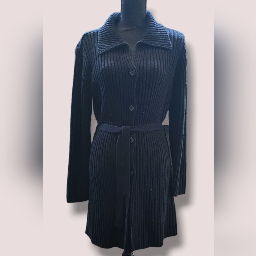 Cherokee Long Sweater Cardigan in Black